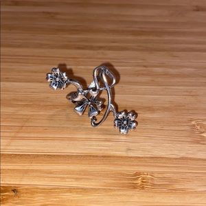 long flower silver ring